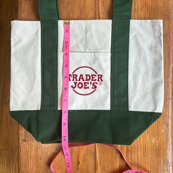 NWT Trader Joe's Mini Canvas Tote Bag - GREEN - Picture 9 of 11